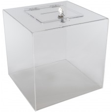 Draw Box 12" W x 12" D x 12" H, slit opening, hinge and lock,1/8" Acrylic